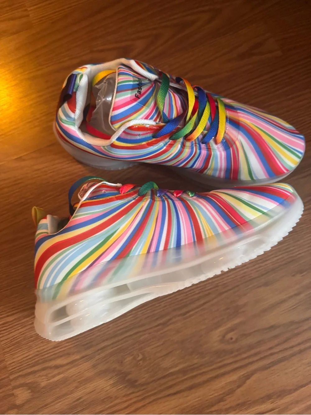 Kids Rainbow Stripe Sneakers - Colorful Casual Shoes
